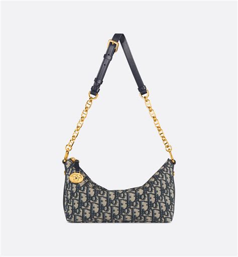 Diorstar Hobo Bag with Chain Blue Dior Oblique Jacquard .